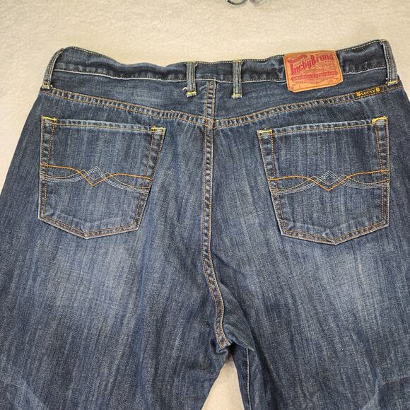 Lucky Brand Jeans Mens 38x26 H212 Blue Straight Medium Cotton HEMMED(Tagged 40) - Picture 7 of 14